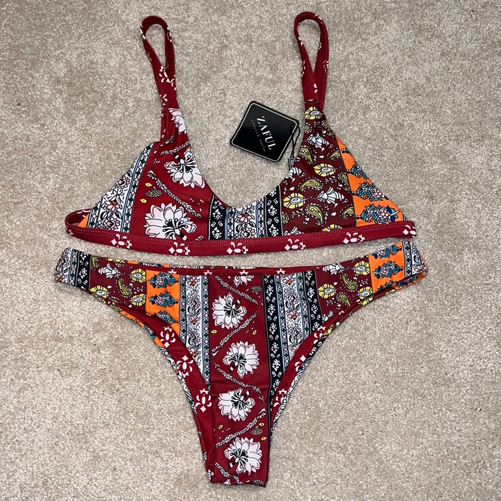Red Patchwork Print Swim Suit, never worn.